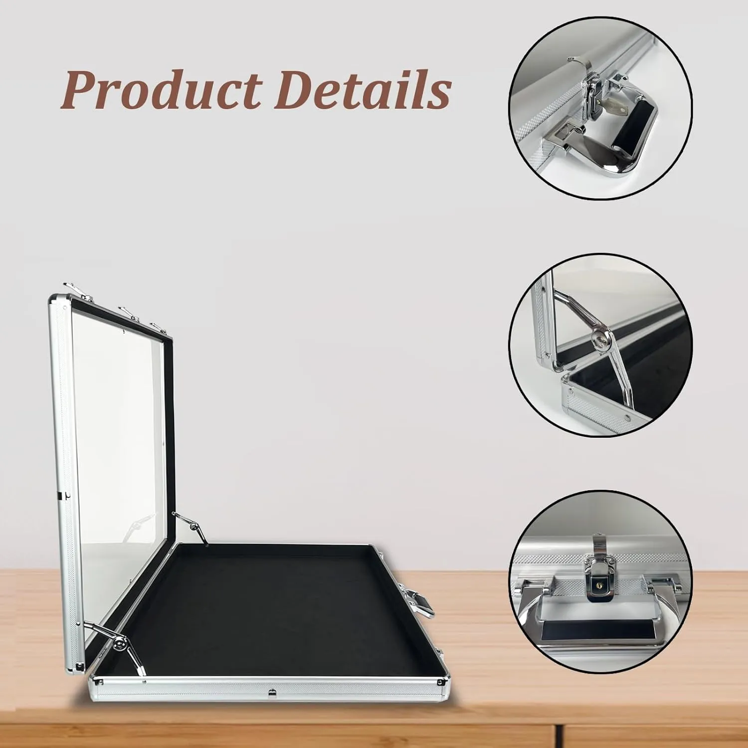 Aluminum Display Case for Cards, XL Large Table Top Showcase with Lock, Portable LED Light Trade Show Display Case for Sport Card Graded Card Jewelry MTG Cards Collectible Cards