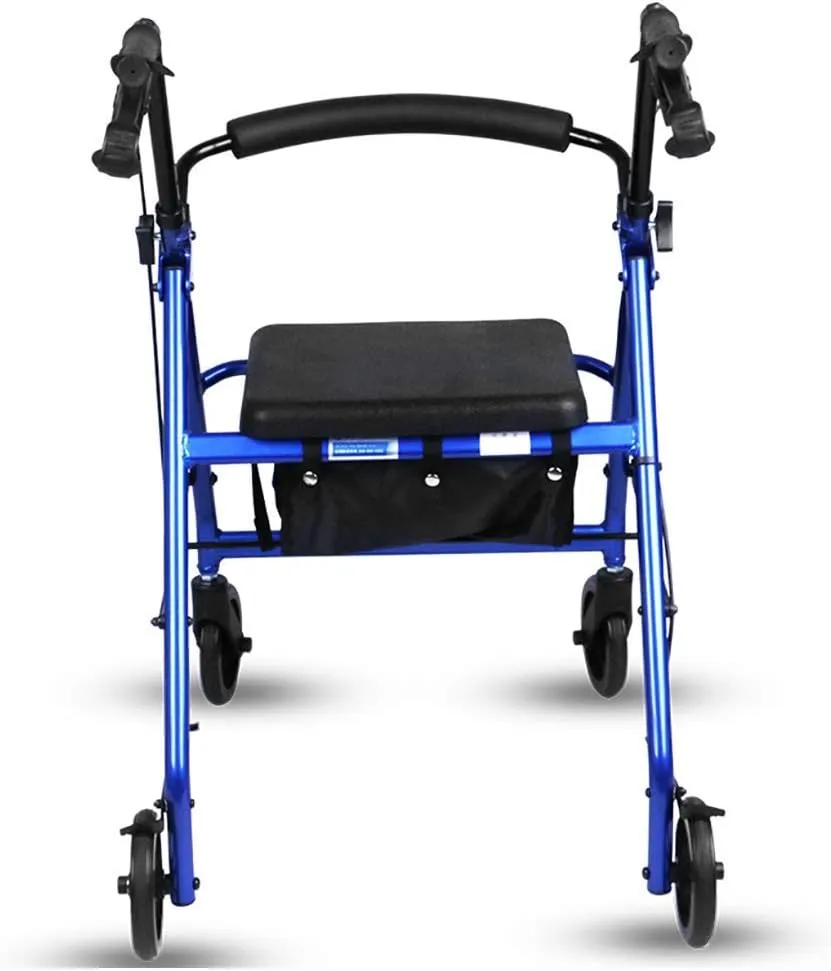 Aluminum Foldable Walking Mobility Aid,Rollator,Shopping Trolley with Seat and Handbrake,for Elderly Adult Walking e (Blue) Decoration (Blue)