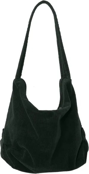 ALUWU Corduroy Tote Bag for Women Girl Canvas Shoulder Handbags Cute Large Purse