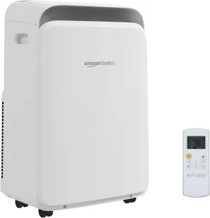 Amazon Basics Portable Air Conditioner with Remote, Easy Installation, AC Unit for Bedrooms, Cools 450 Sq Ft, 10,000 BTU ASHARE / 6000 BTU SACC, White