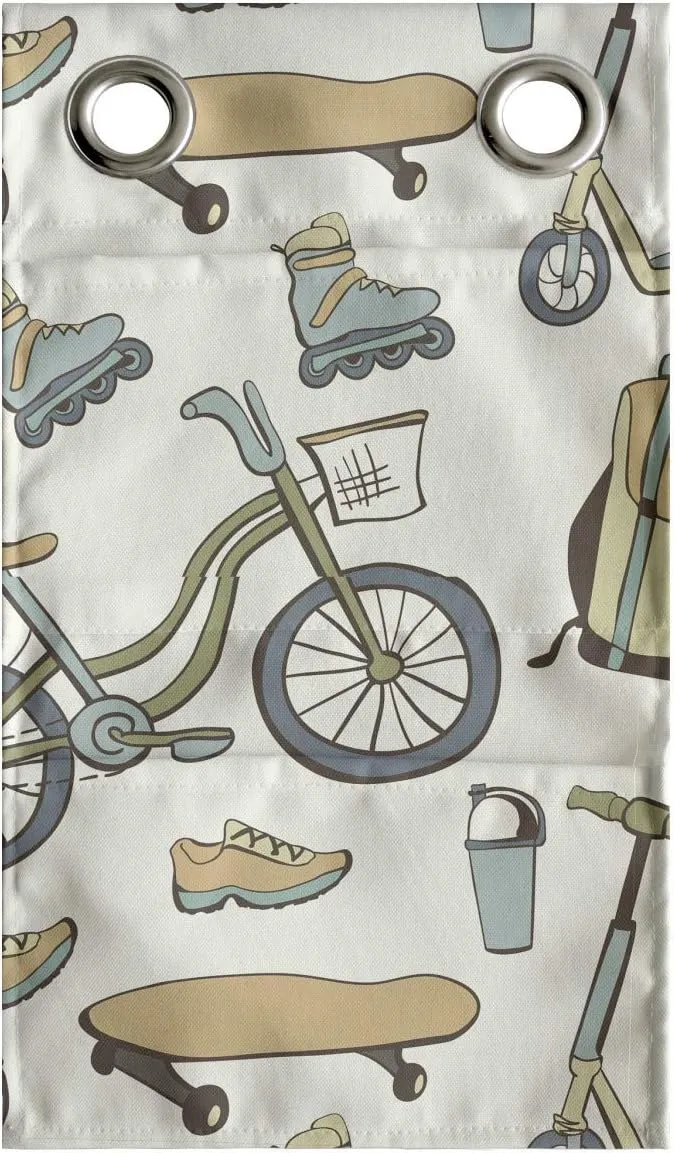 Ambesonne Hipster Hanging Pocket Organizer, Wheeled Sports Equipment Skateboard Bike Urban Quirky Sports Youth Illustration, Printed Polyester Storage Bag with Pockets, 9" x 16", Tan Slate Blue