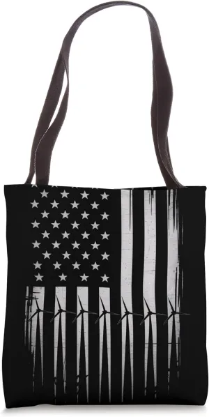 American Flag Wind Turbine Technician Tote Bag
