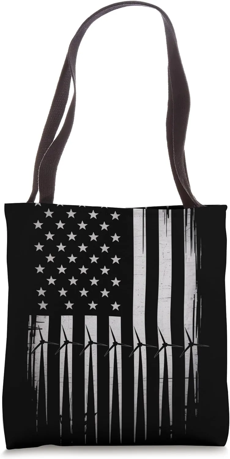 American Flag Wind Turbine Technician Tote Bag