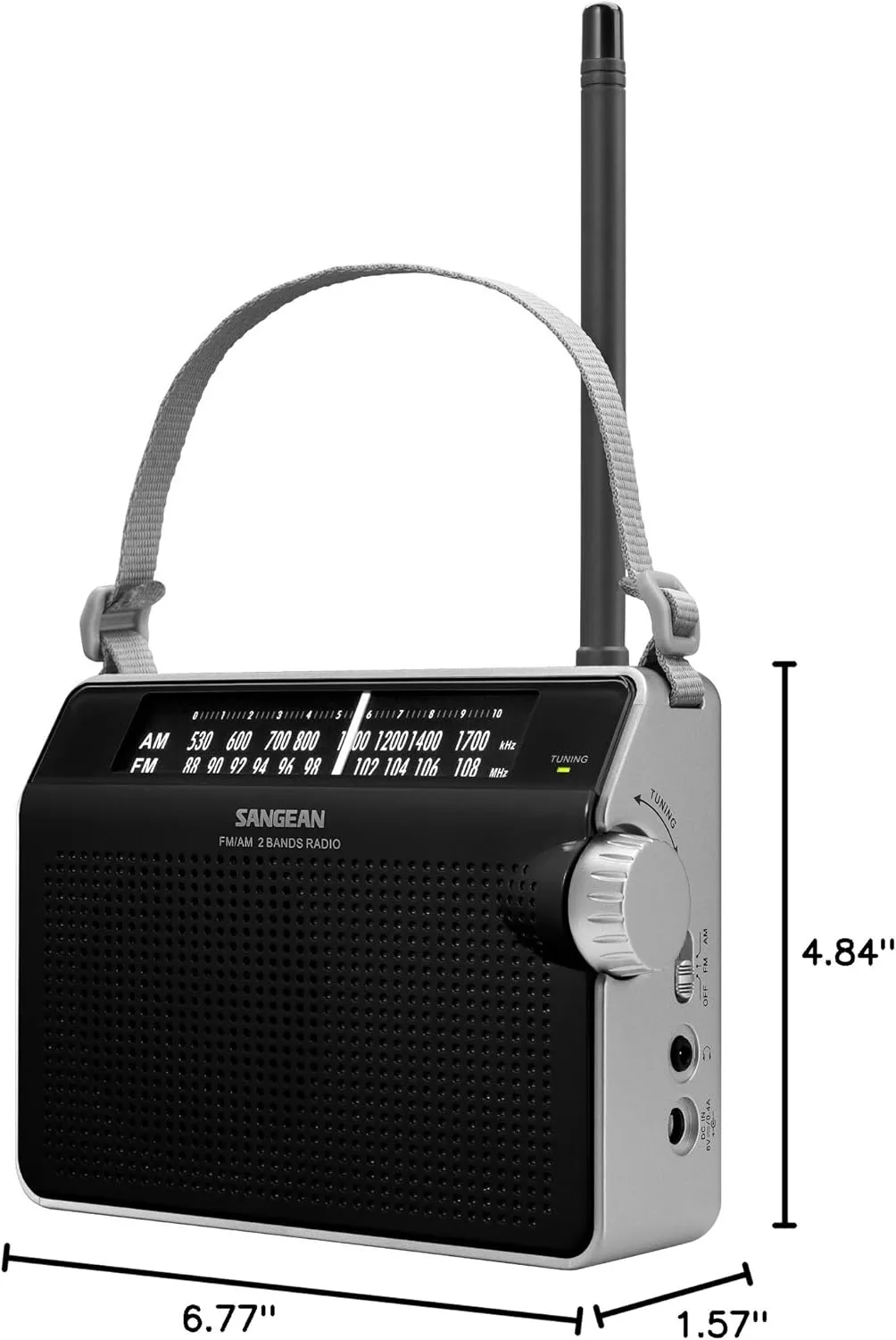 AM/FM Compact Analog Portable Radio (Black)