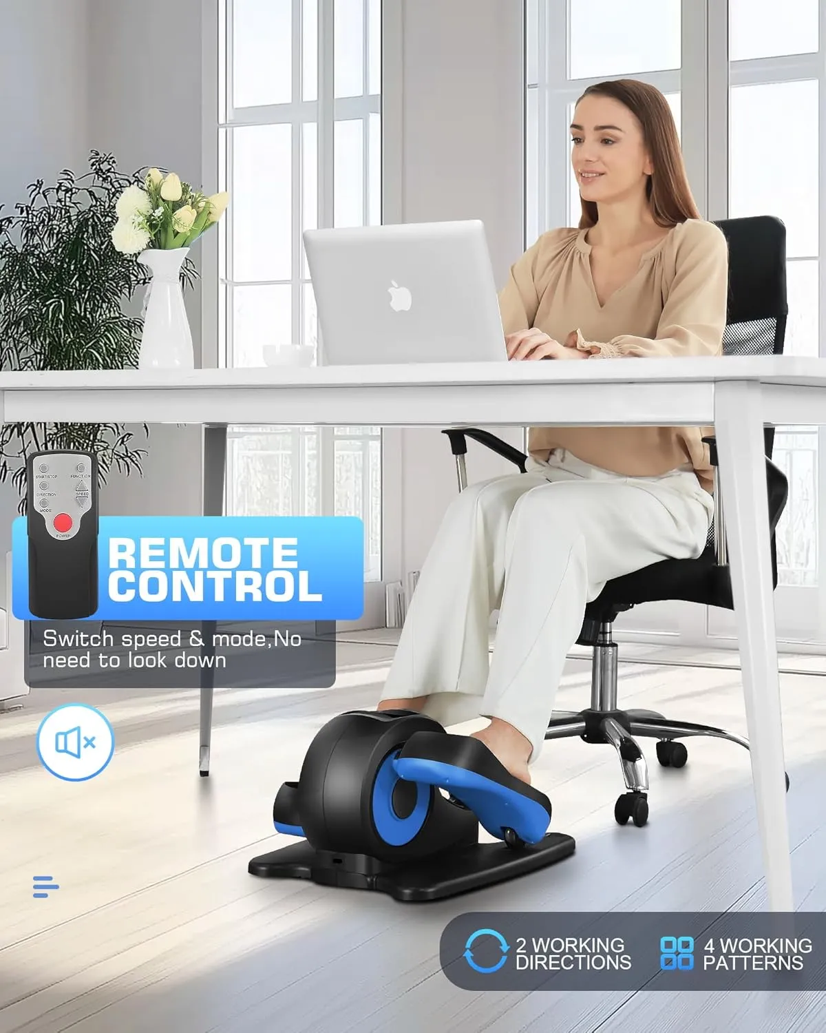 ANCHEER Under Desk Elliptical, Electric Ellipse Leg Exerciser While Sitting for Seniors Adults, Quiet Portable Motorized Seated Foot Pedal Exerciser with Remote Control for Home Office Use