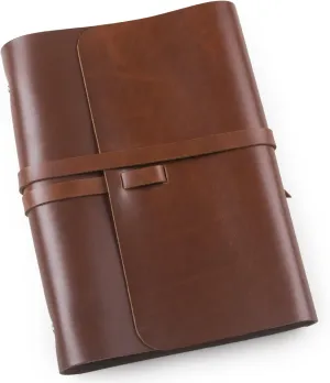 Ancicraft Leather Journal for Women Men Lined Craft Paper Diary Notebook A5 Refillable with 6-ring Binder (Red brown with strap A5)