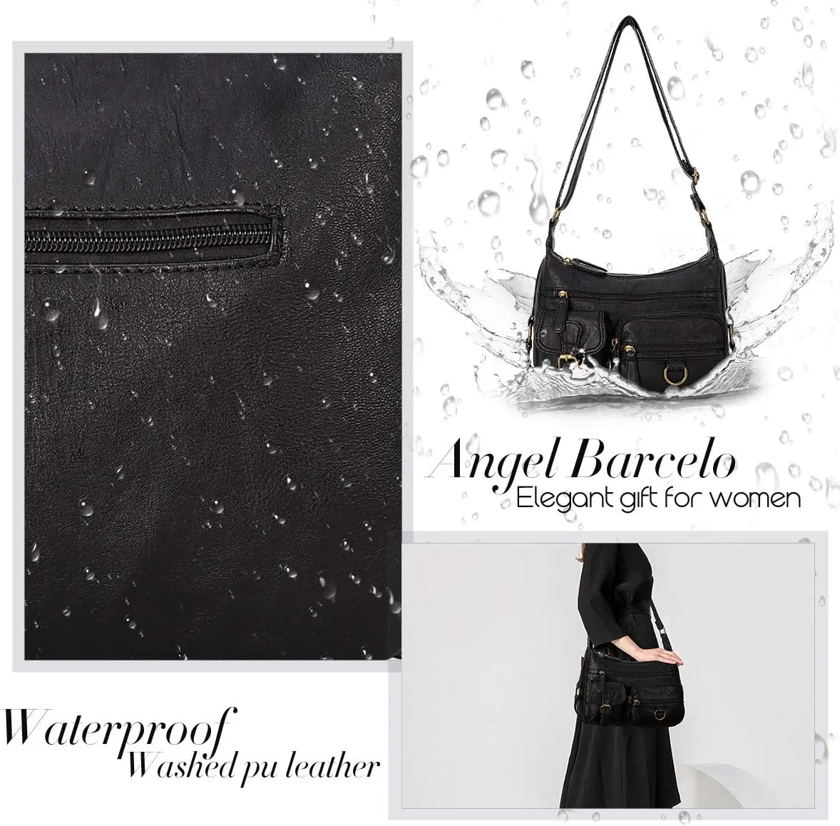Angel Barcelo Cross body Shoulder Bag Women Soft PU Leather Purses and Handbags