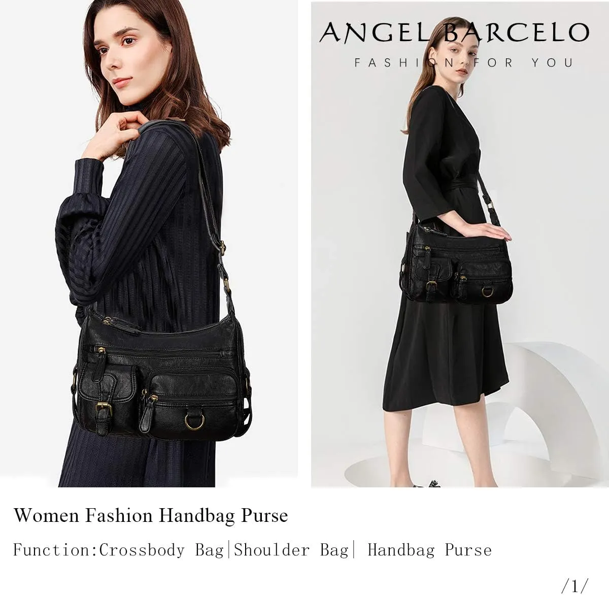 Angel Barcelo Cross body Shoulder Bag Women Soft PU Leather Purses and Handbags