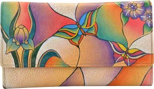 Anna By Anuschka Hand Painted Women’s Genuine Leather Ladies Checkbook Clutch Wallet