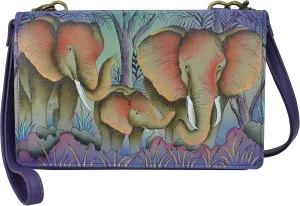 Anna by Anuschka Women's Hand-Painted Genuine Leather 4-In-1 Organizer Crossbody/Belt Bag/Clutch/Wristlet