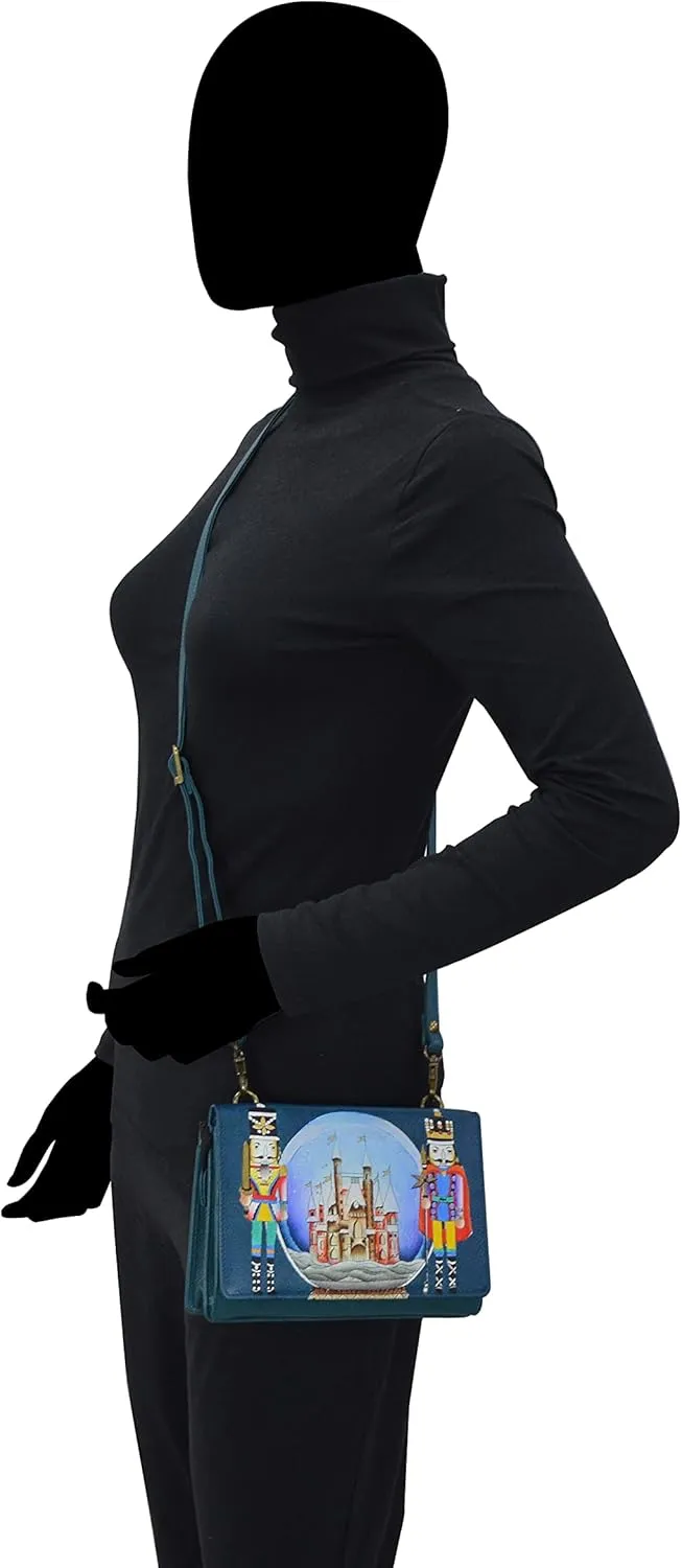 Anna by Anuschka Women's Hand-Painted Genuine Leather 4-In-1 Organizer Crossbody/Belt Bag/Clutch/Wristlet