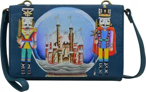 Anna by Anuschka Women's Hand-Painted Genuine Leather 4-In-1 Organizer Crossbody/Belt Bag/Clutch/Wristlet
