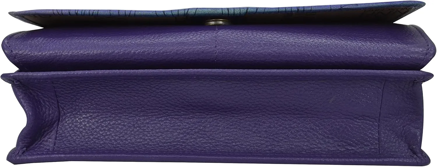 Anna by Anuschka Women's Hand-Painted Genuine Leather 4-In-1 Organizer Crossbody/Belt Bag/Clutch/Wristlet