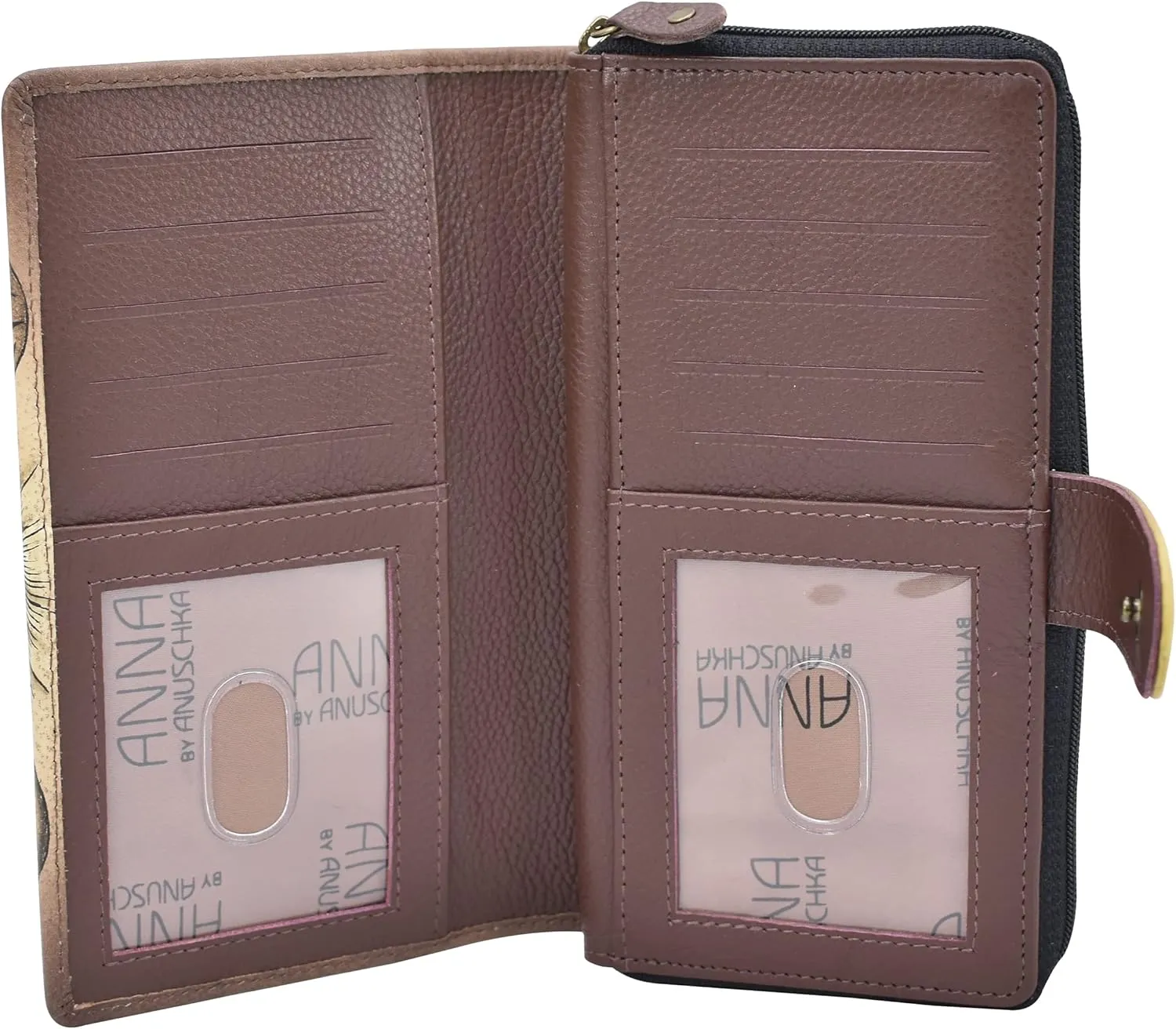 Anna by Anuschka Women's Hand Painted Leather Two Fold Wallet-Cuddly Koala