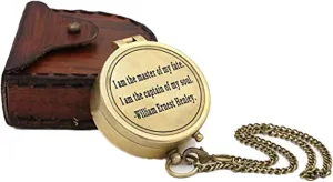 Antique Nautical Engraved Brass Compass with Leather Case and Chain Directional Maritime Navigational Pocket Compass Tool for Hiking Trekking Travelling & Camping by DOLLOND LONDONE1920