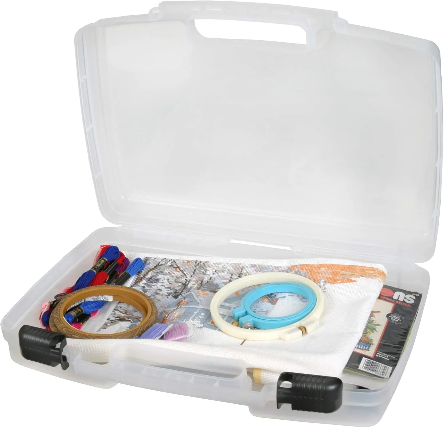 ArtBin 8017AB 17 inch Quick View Carrying Case, Portable Art & Craft Organizer with Handle, [1] Plastic Storage Case, Translucent