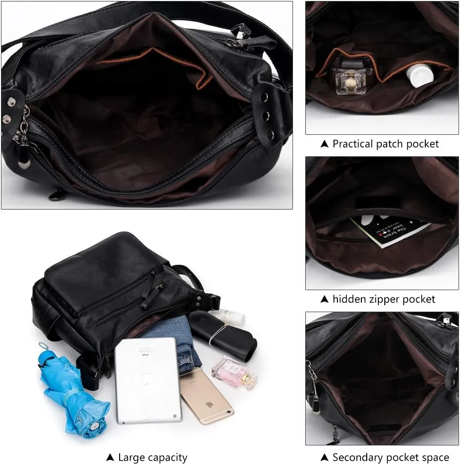 Artwell Fashion Crossbody Bag For Women Shoulder Bag Soft PU Leather Handbags Purses Multi Pocket Hobo Tote Bag