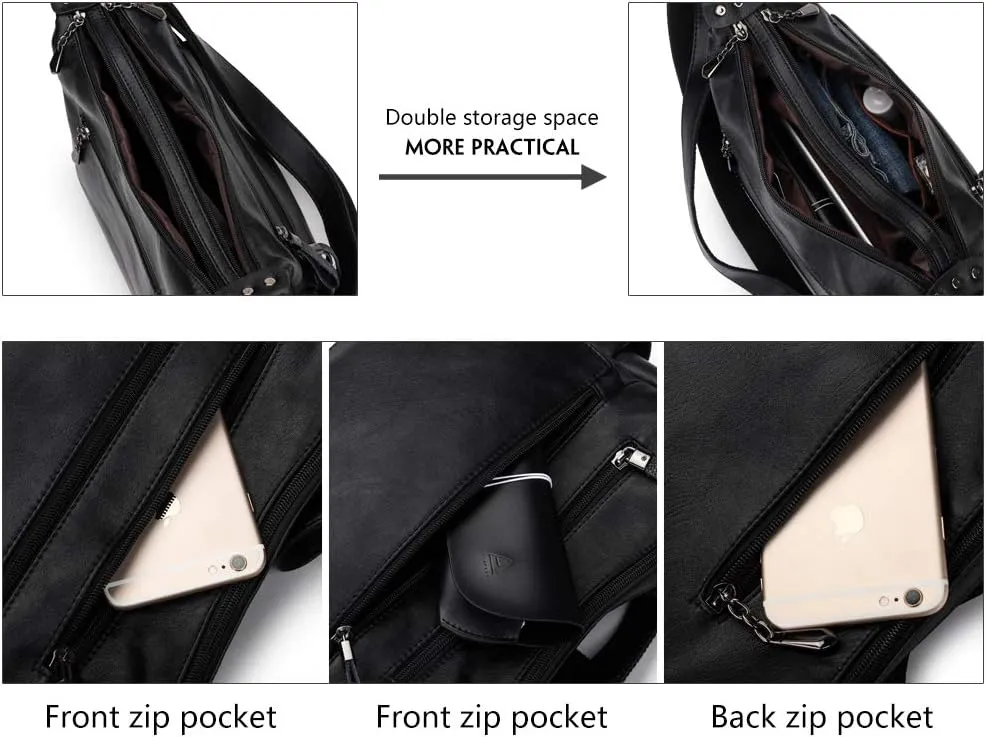 Artwell Fashion Crossbody Bag For Women Shoulder Bag Soft PU Leather Handbags Purses Multi Pocket Hobo Tote Bag