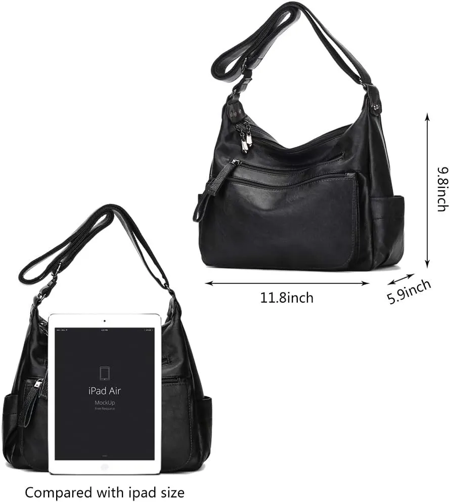 Artwell Fashion Crossbody Bag For Women Shoulder Bag Soft PU Leather Handbags Purses Multi Pocket Hobo Tote Bag