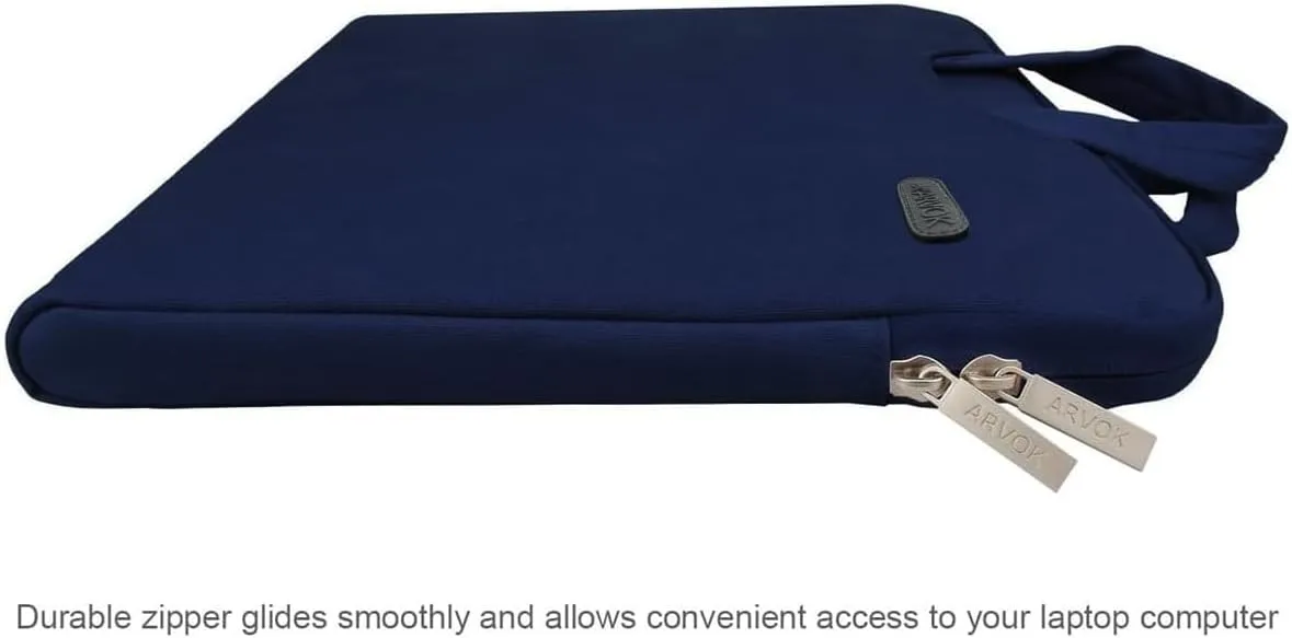 ARVOK 17 17.3 Inch Water-resistant Canvas Fabric Laptop Sleeve With Handle&Zipper Pocket/Notebook Computer Case/Ultrabook Carrying Bag for HP/Dell/A sus/Acer/Samsung, Black