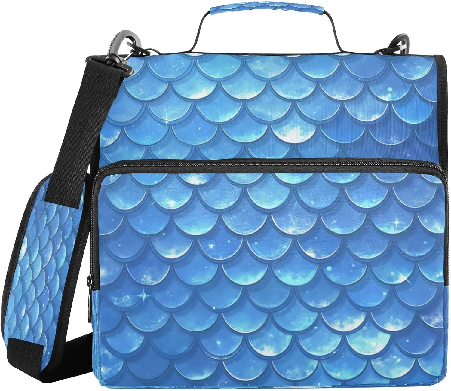ATTX Blue Mermaid Scales Zipper Binder with Adjustable Padded Strap - 3 Ring 500 Sheet Capacity Binder Bag with Multi-Pocket Organizer, Fits 12 Inch Laptop#3