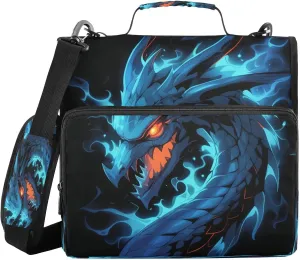 ATTX Dragon Zipper Binder with Adjustable Padded Strap - 3 Ring 500 Sheet Capacity Binder Bag with Multi-Pocket Organizer, Fits 12 Inch Laptop#234
