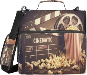 ATTX Movie Theater Popcorn Zipper Binder with Adjustable Padded Strap - 3 Ring 500 Sheet Capacity Binder Bag with Multi-Pocket Organizer, Fits 12 Inch Laptop#163