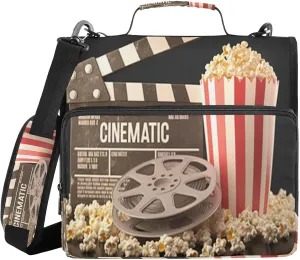 ATTX Movie Theater Popcorn Zipper Binder with Adjustable Padded Strap - 3 Ring 500 Sheet Capacity Binder Bag with Multi-Pocket Organizer, Fits 12 Inch Laptop#166