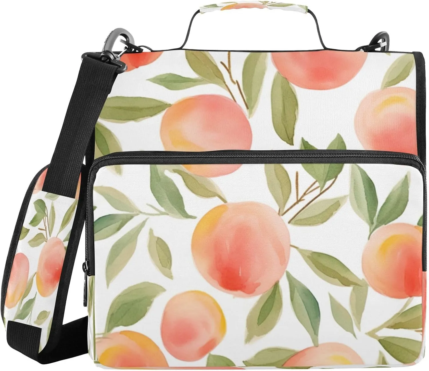 ATTX Pink Peach Zipper Binder with Adjustable Padded Strap - 3 Ring 500 Sheet Capacity Binder Bag with Multi-Pocket Organizer, Fits 12 Inch Laptop#219