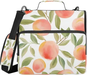 ATTX Pink Peach Zipper Binder with Adjustable Padded Strap - 3 Ring 500 Sheet Capacity Binder Bag with Multi-Pocket Organizer, Fits 12 Inch Laptop#219