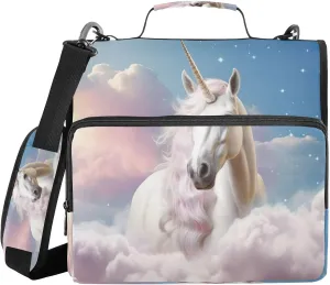ATTX Sky Horse Zipper Binder with Adjustable Padded Strap - 3 Ring 500 Sheet Capacity Binder Bag with Multi-Pocket Organizer, Fits 12 Inch Laptop#359