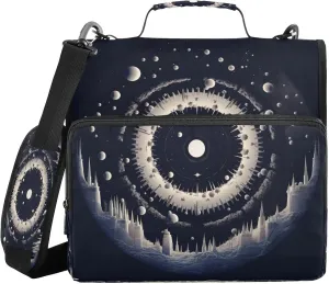 ATTX Sun and Moon Zipper Binder with Adjustable Padded Strap - 3 Ring 500 Sheet Capacity Binder Bag with Multi-Pocket Organizer, Fits 12 Inch Laptop#426