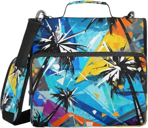 ATTX Tropical Palm Trees Zipper Binder with Adjustable Padded Strap - 3 Ring 500 Sheet Capacity Binder Bag with Multi-Pocket Organizer, Fits 12 Inch Laptop#410