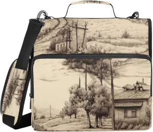 ATTX Tuscan House Zipper Binder with Adjustable Padded Strap - 3 Ring 500 Sheet Capacity Binder Bag with Multi-Pocket Organizer, Fits 12 Inch Laptop#554
