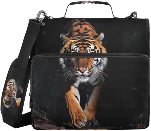 ATTX Wild Tiger Zipper Binder with Adjustable Padded Strap - 3 Ring 500 Sheet Capacity Binder Bag with Multi-Pocket Organizer, Fits 12 Inch Laptop#391
