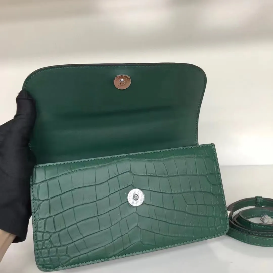 Authentic Real Crocodile Belly Skin Women Small Purse Female Mini Handbag Genuine Alligator Leather Lady Cross Shoulder Bag
