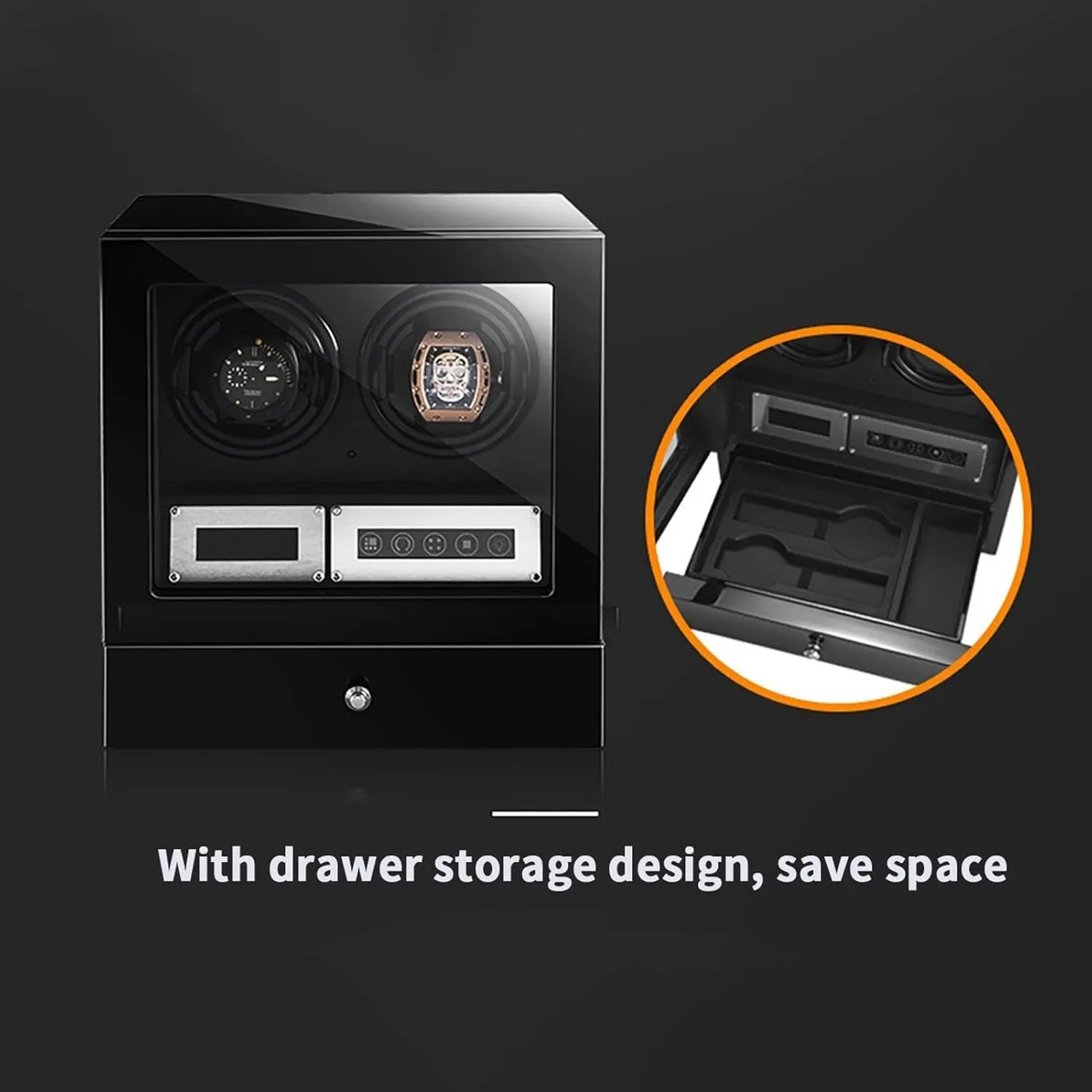 Automatic Watch Winder Black Piano Paint Watch Winding Box with Led Lights and Silent Motor 5 Rotation Mode Fit Lady and Man Watches Open Lid Design Easy Access,3 0