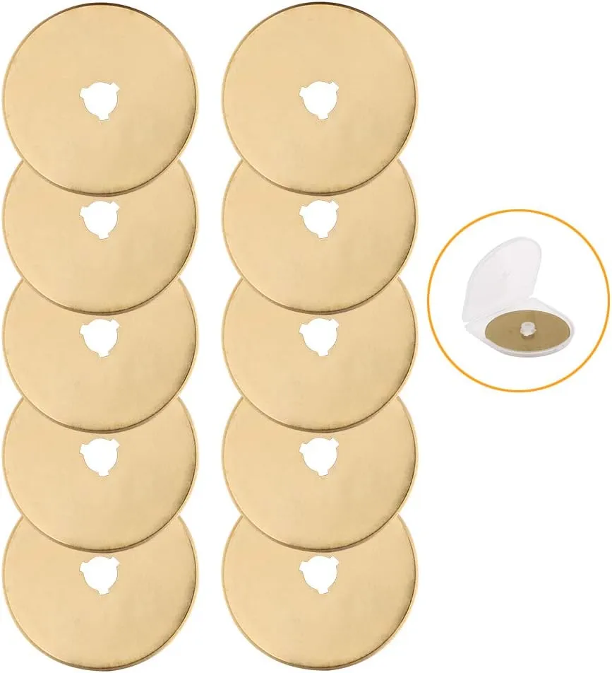 AUTOTOOLHOME Titanium Rotary Cutter Blades 60mm 10 Pack Replacement Quilting Scrapbooking Sewing Arts Crafts Farbric Paper Cutting Tool