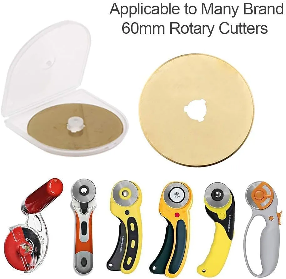 AUTOTOOLHOME Titanium Rotary Cutter Blades 60mm 10 Pack Replacement Quilting Scrapbooking Sewing Arts Crafts Farbric Paper Cutting Tool