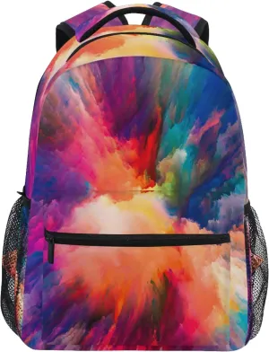 AUUXVA Backpack Colorful Abstract Cloud School Shoulder Bag Large Waterproof Durable Bookbag Laptop Daypack for Students Teens Girls Boys Elementary