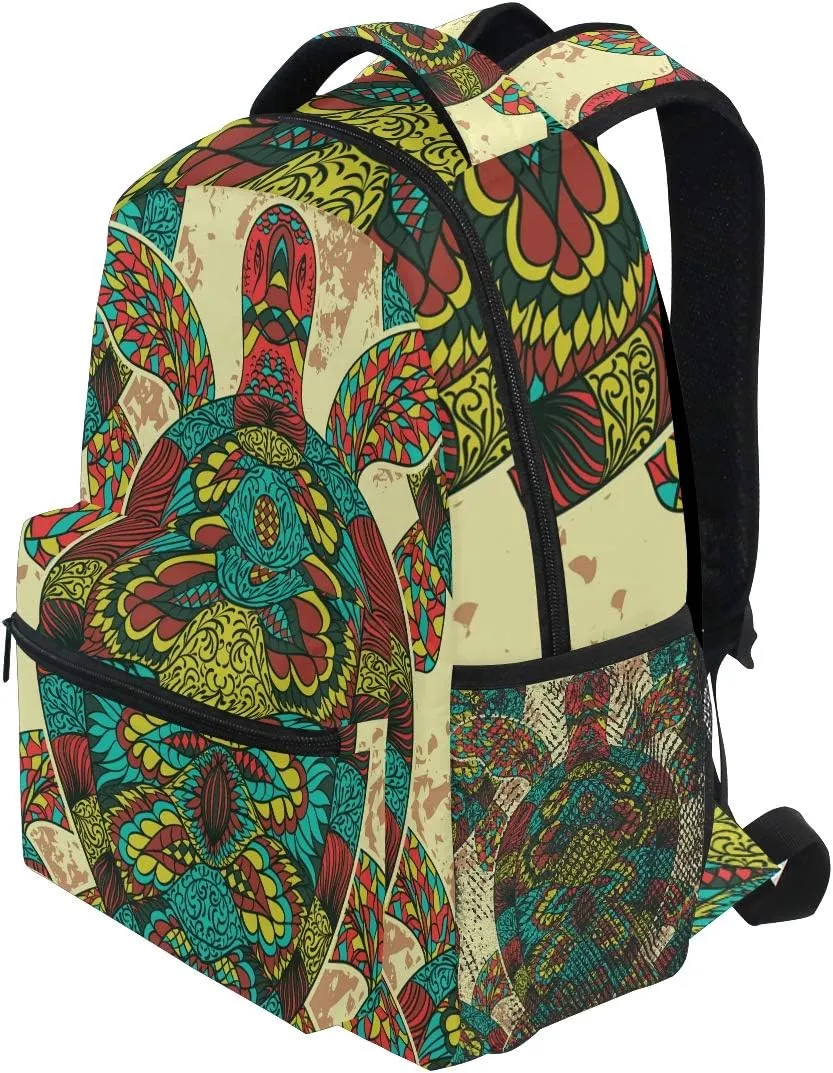 AUUXVA Backpack Colorful Ethnic Sea Turtle School Shoulder Bag Large Waterproof Durable Bookbag Laptop Daypack for Students Teens Girls Boys Elementary