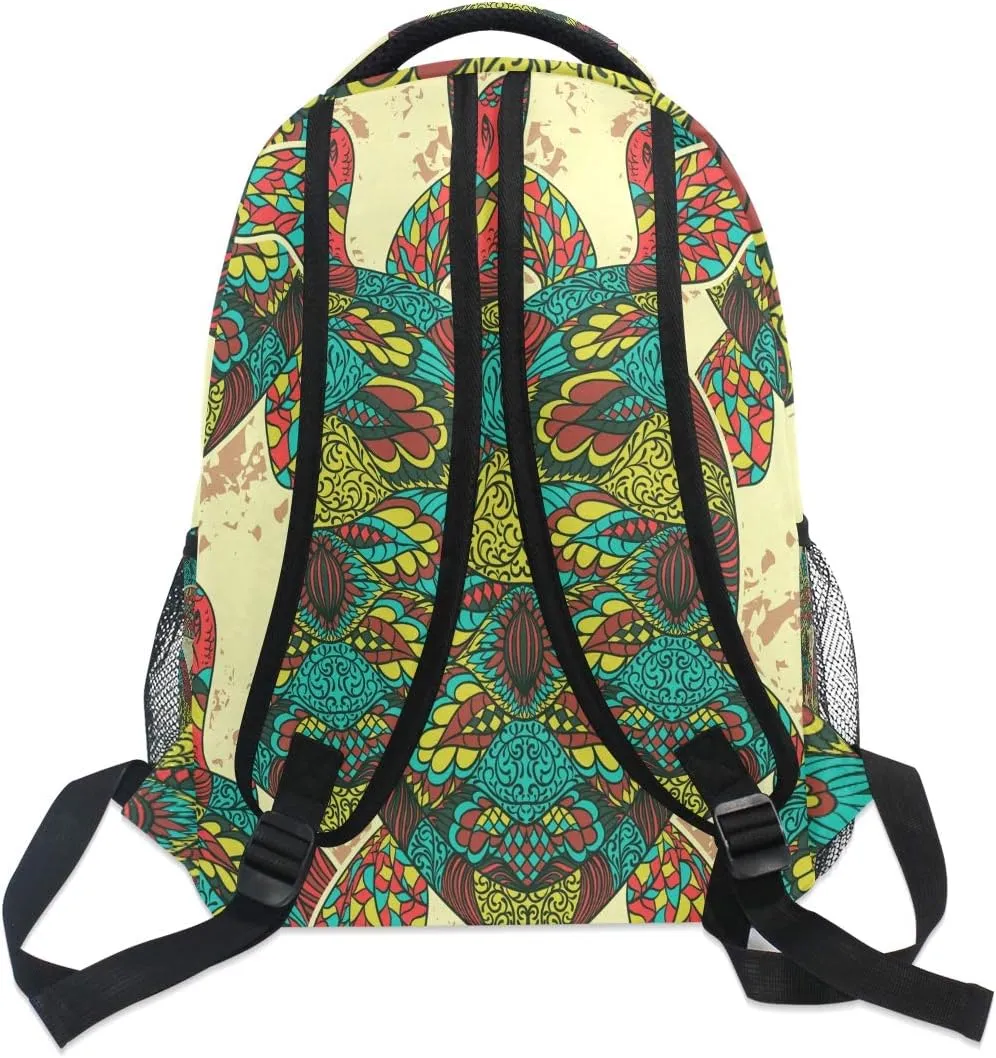 AUUXVA Backpack Colorful Ethnic Sea Turtle School Shoulder Bag Large Waterproof Durable Bookbag Laptop Daypack for Students Teens Girls Boys Elementary