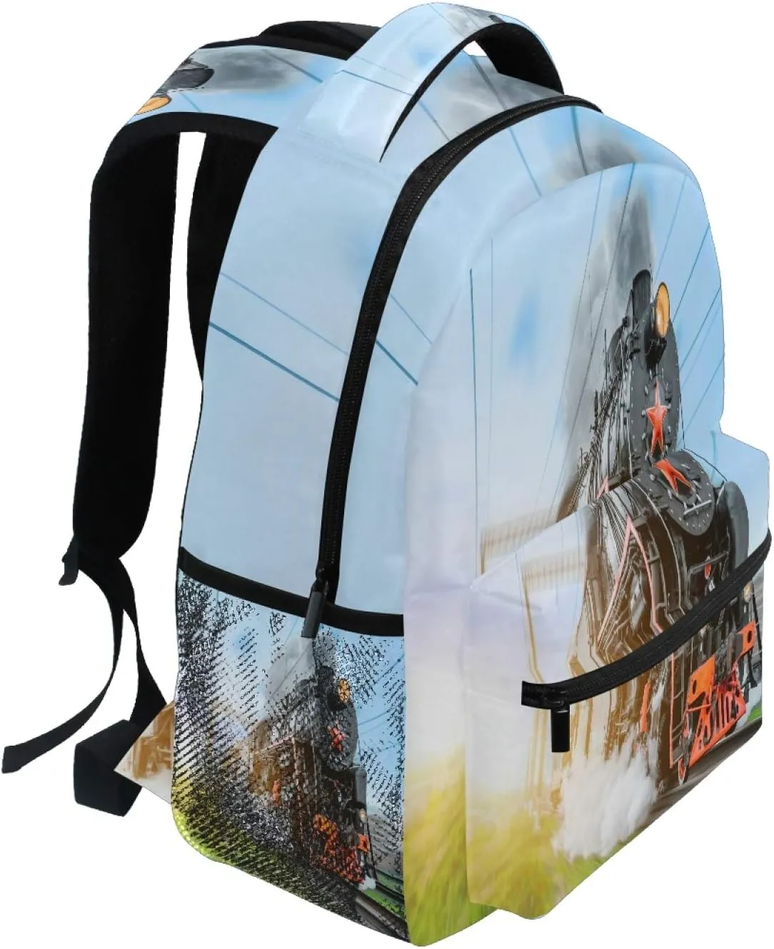 AUUXVA Backpack Vintage Steam Locomotive Train School Shoulder Bag Large Waterproof Durable Bookbag Laptop Daypack for Students Teens Girls Boys Elementary