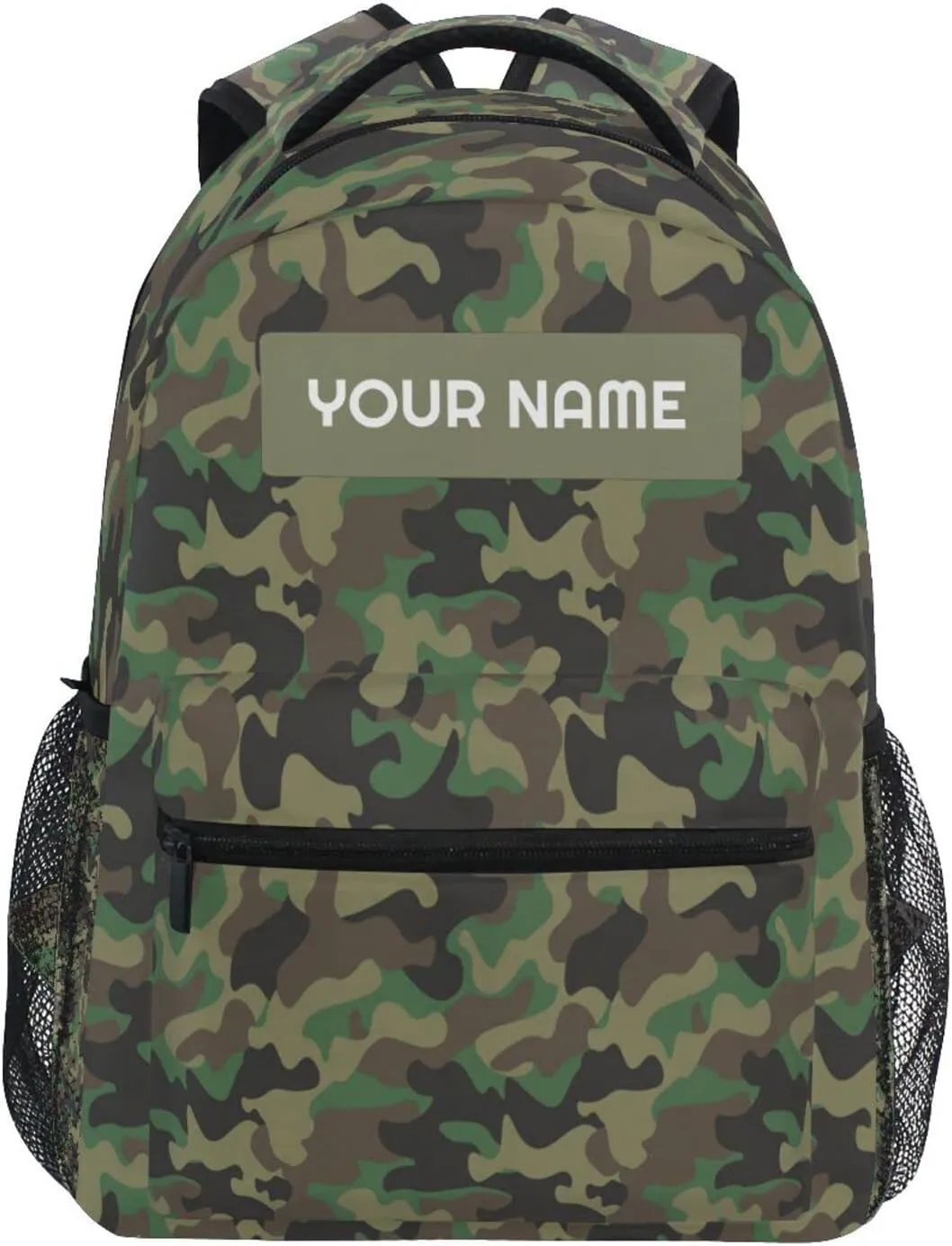 AUUXVA Custom School Backpack for Kids Boys with Name/Text, Personalized Camo Laptop Backpack Add Your Name Student College School Bag Customized Bookbag for Primary Middle Junior High Back to School