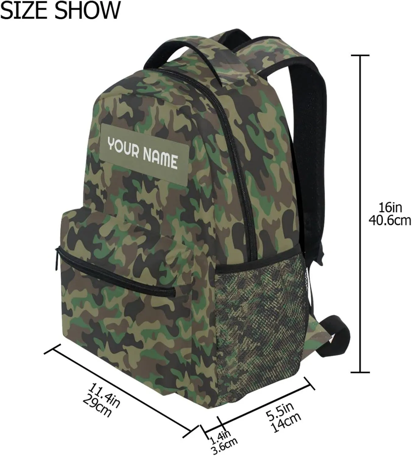 AUUXVA Custom School Backpack for Kids Boys with Name/Text, Personalized Camo Laptop Backpack Add Your Name Student College School Bag Customized Bookbag for Primary Middle Junior High Back to School