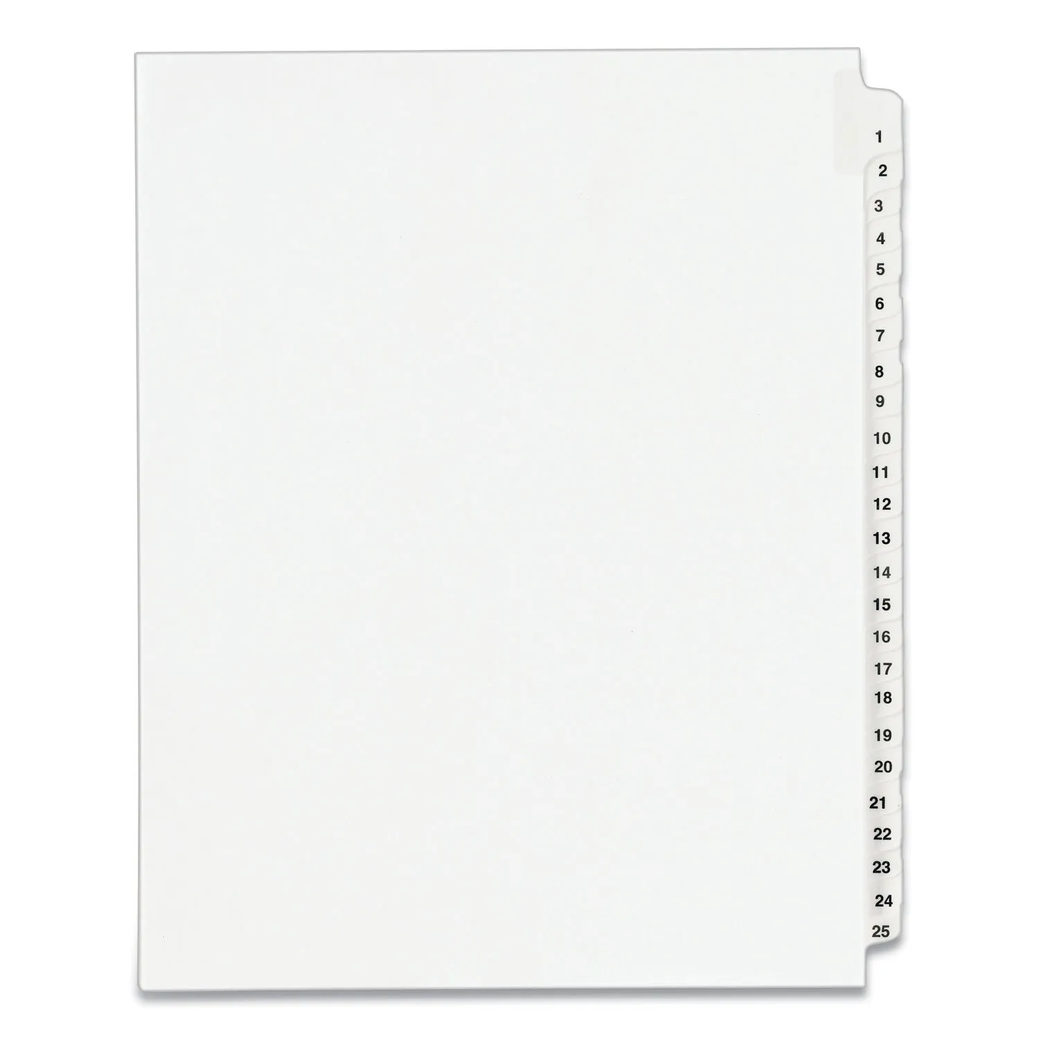 Avery® Preprinted Legal Exhibit Side Tab Index Dividers, Avery Style, 25-Tab, 1 To 25, 11 X 8.5, White, 1 Set, (1330)