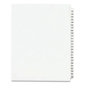 Avery® Preprinted Legal Exhibit Side Tab Index Dividers, Avery Style, 25-Tab, 101 To 125, 11 X 8.5, White, 1 Set, (1334)