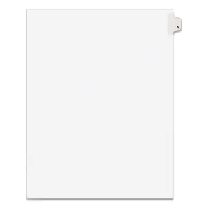 Avery® Preprinted Legal Exhibit Side Tab Index Dividers, Avery Style, 26-Tab, A, 11 X 8.5, White, 25/pack, (1401)