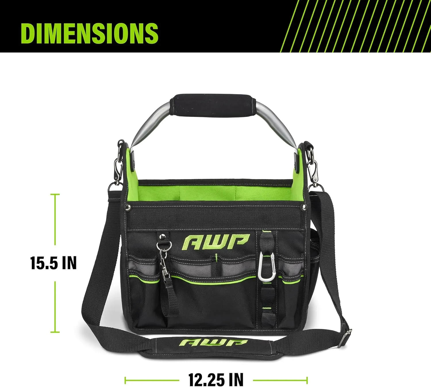 AWP 12" Pro Tool Tote with Rotating Handle Bundle with Klein Tools 7-in-1 Impact Flip Socket Set