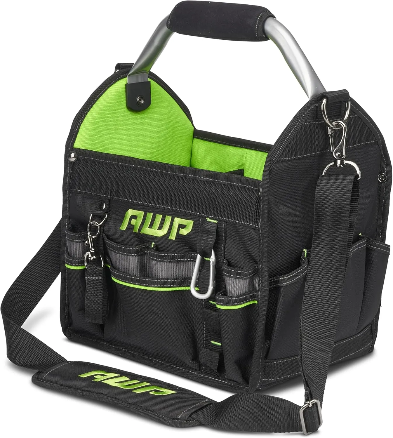 AWP 12" Pro Tool Tote with Rotating Handle Bundle with Klein Tools 7-in-1 Impact Flip Socket Set